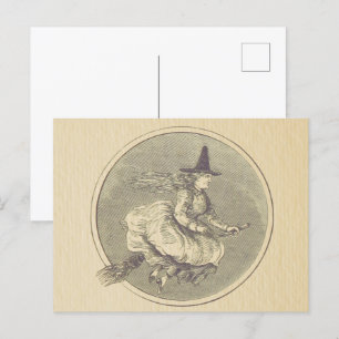 Carte Postale Sorcière sur une chambre Vintage