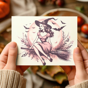Carte Postale Sorcière Vintage Belle Sur Balai