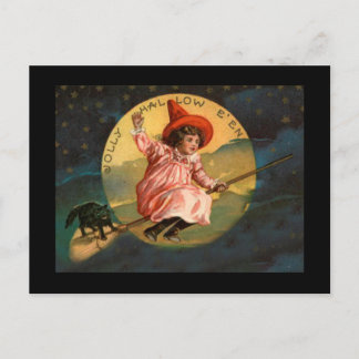 Carte Postale Sorcière vintage d'Halloween