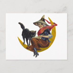 Carte Postale Sorcière vintage d'Halloween
