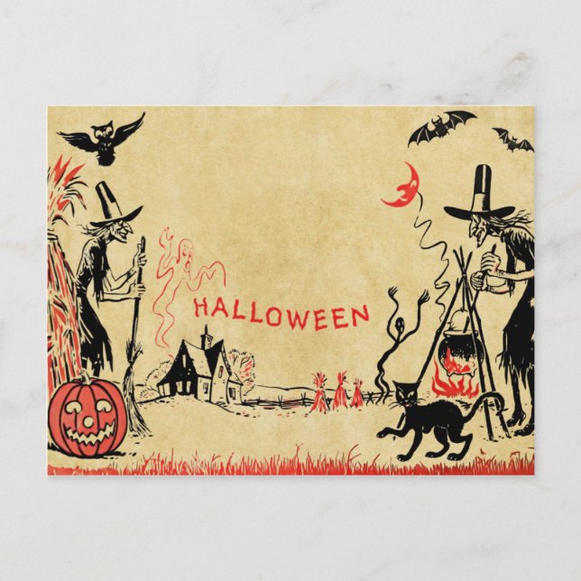 Carte postale Sorcières Halloween (Devant)