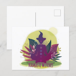 Carte Postale Sorcières Halloween Yoga Namaste