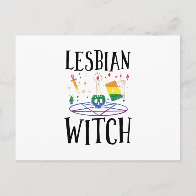 Carte Postale Sorcières LGBTQ | Witch Witchcraft Rainbow Idea Ca (Devant)