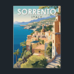 Carte Postale Sorrente Italie Travel Art Vintage<br><div class="desc">Sorrento design de déplacement vectoriel rétro. Perché au sommet de falaises qui séparent la ville de ses marinas animées,  il est connu pour ses vues panoramiques sur l'eau et Piazza Tasso,  un carré bordé de cafés.</div>