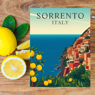 Carte Postale Sorrento, Italie Lemons Travel Retro