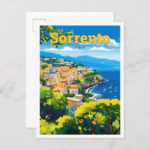 Carte Postale Sorrento Italie Voyage Art Vintage Illustration