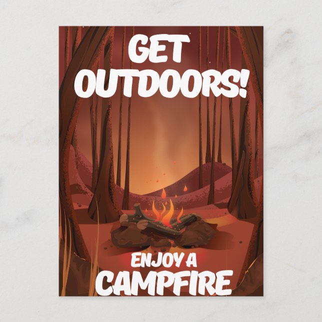 Carte Postale Sortez dehors ! Profitez d'un feu de camp (Devant)