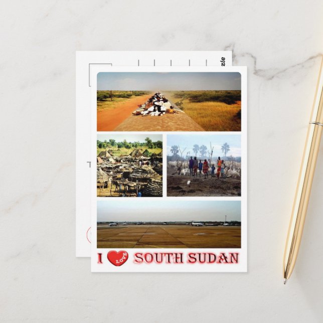 Carte Postale Soudan du Sud - I Love - (Devant/Arrière en situation)