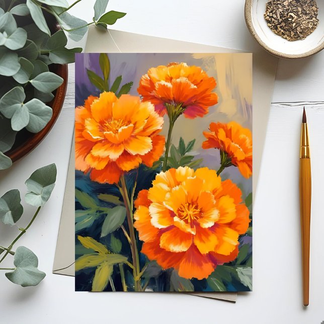 Carte Postale Soudeils dorés | Fleurs aquarelles Floral (Créateur téléchargé)
