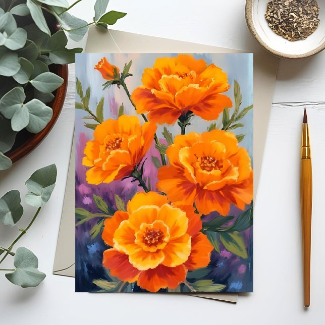 Carte Postale Soudeils Orange | Fleur d'Octobre Aquarelle (Créateur téléchargé)
