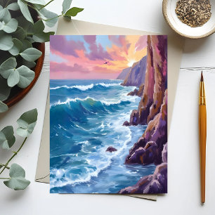 Carte Postale Souffle de l'océan   Aquarelle de la côte de mer r