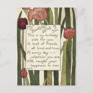 Carte Postale Souhait d'anniversaire, 1913 Vintage