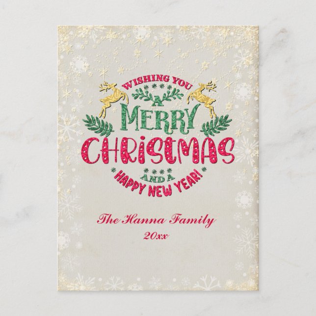 Carte Postale Souhaitez-vous un joyeux Noël et une bonne année (Devant)