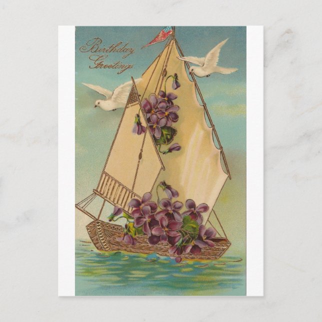 Carte Postale Souhaits d'anniversaire vintage (Devant)