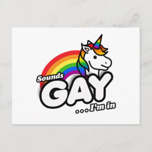 Carte Postale Sounds Gay I'm In - Cute Unicorn Rainbow