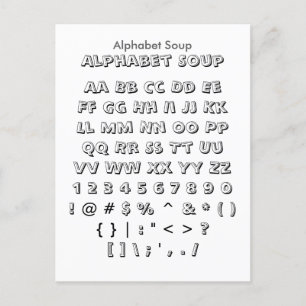 Carte Postale Soupe Alphabet - Feuille d'échantillonnage de poli