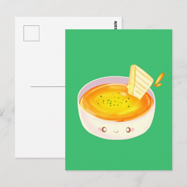 Carte Postale Soupe Tomate Et Sandwich Au Fromage Grillé (Devant / Derrière)