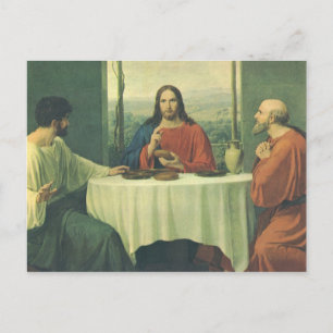 Carte Postale Souper vintage à Emmaüs avec Jésus-Christ