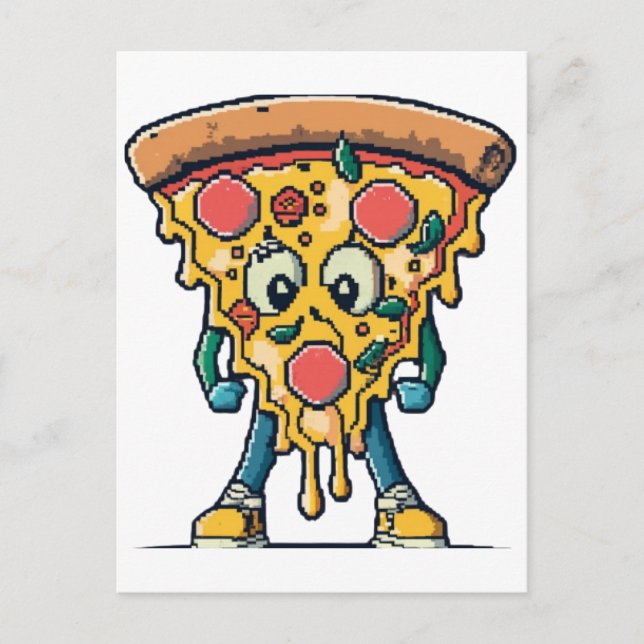 Carte Postale souriante pizza mignonne (Devant)