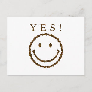 Carte Postale Souriez avec des haricots au café