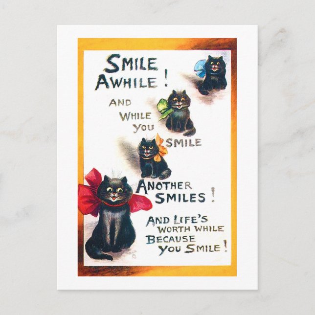 Carte Postale Souriez, Chat Noir, Louis Wain (Devant)