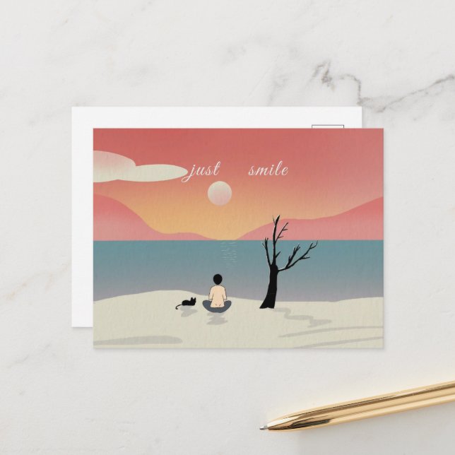 Carte Postale Souriez de la vie et profitez de la vie (Devant/Arrière en situation)