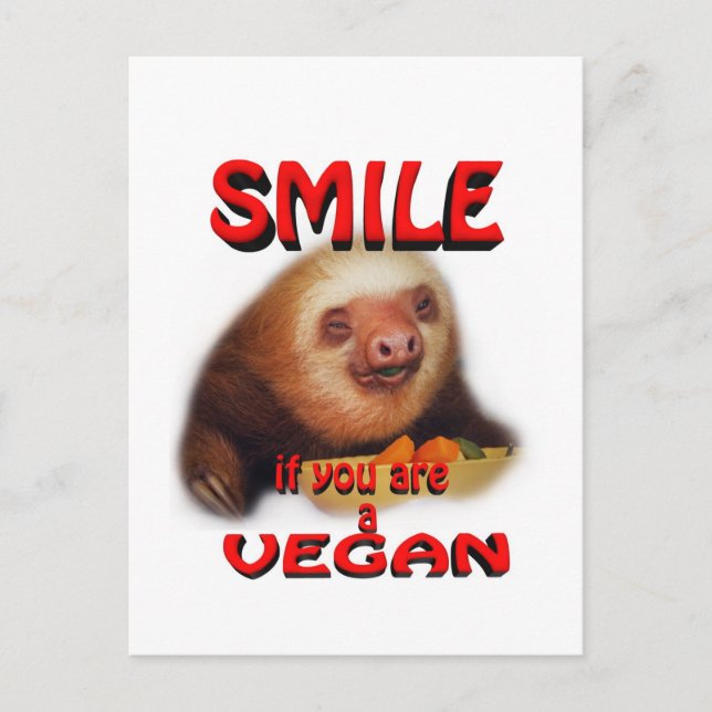 Carte Postale souriez si vous êtes végétalien. (Devant)