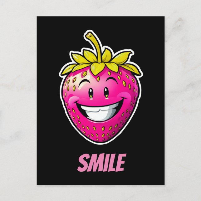 Carte Postale Sourire aux fraises roses (Devant)
