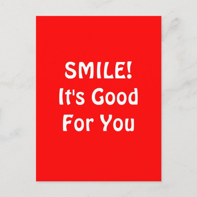 Carte Postale SOURIRE ! C'est bon pour toi. Red. (Devant)