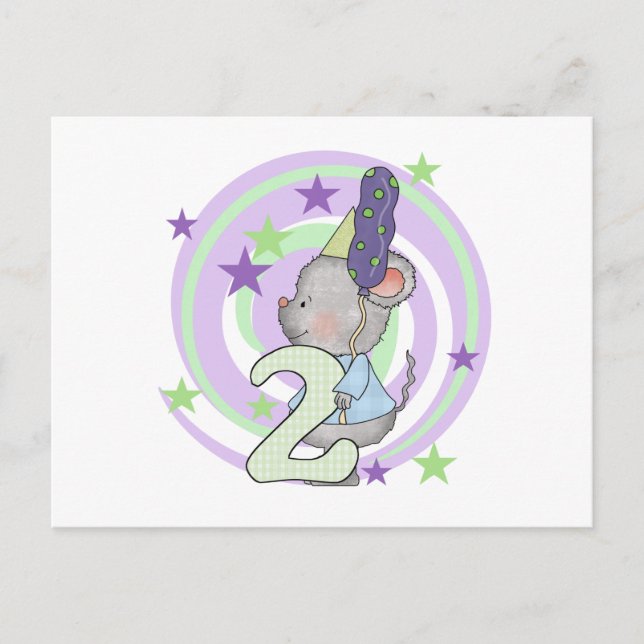 Carte Postale Souris 2e anniversaire T-shirts et cadeaux (Devant)