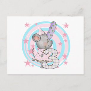 Carte Postale Souris 3e anniversaire T-shirts et cadeaux