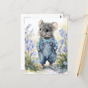 Carte Postale Souris adorable en Denim