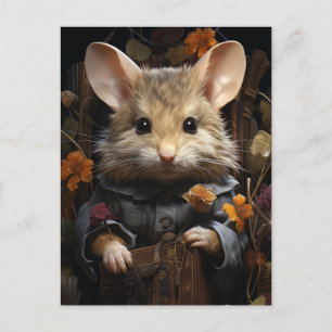 Carte Postale Souris adorable en vêtements humains
