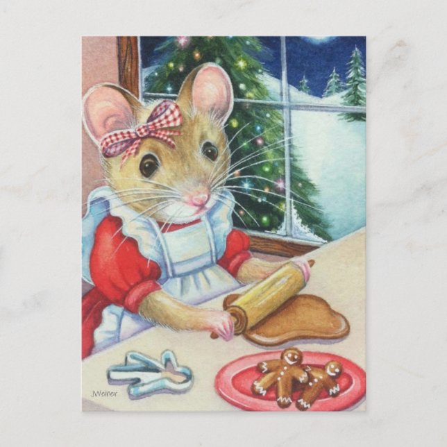 Carte Postale Souris Artisan Pâtissier de Biscuits de Gingembre  (Devant)
