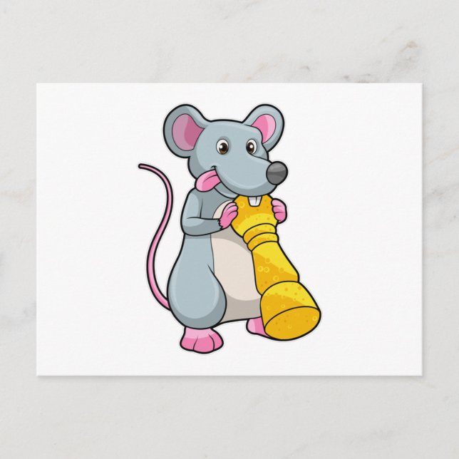 Carte Postale Souris aux échecs avec le pion (Devant)