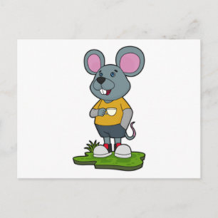 Carte Postale Souris avec tasse de café