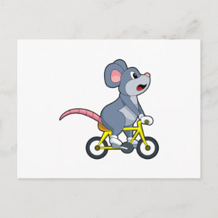 Carte Postale Souris avec vélo