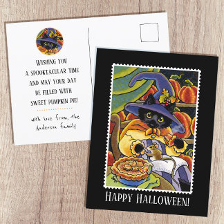 Carte Postale Souris Chat Noir Chat Sorcière Halloween Personnal