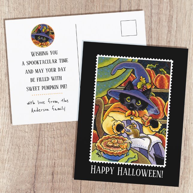 Carte Postale Souris Chat Noir Chat Sorcière Halloween Personnal (Créateur téléchargé)