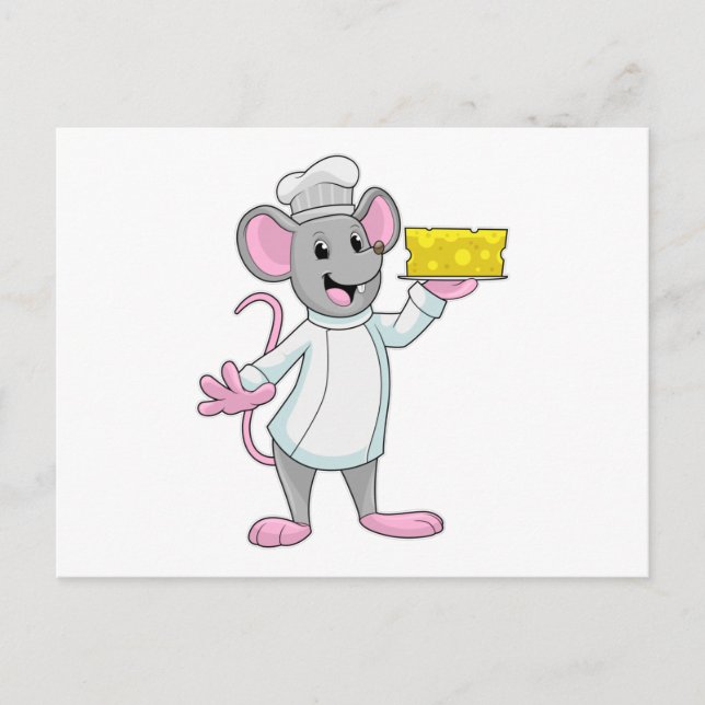 Carte Postale Souris comme cuisinier avec fromage (Devant)