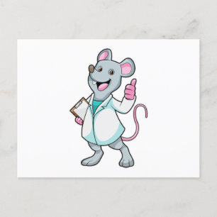 Carte Postale Souris comme docteur avec manteau de docteur