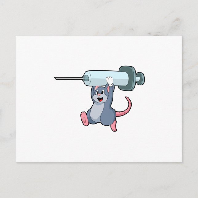 Carte Postale Souris comme infirmière avec Syringe.PNG (Devant)