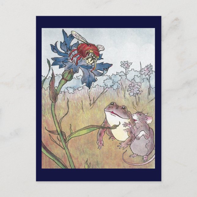Carte Postale Souris, crapaud et hornet dans le pré (Devant)