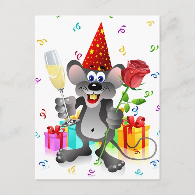 Carte Postale Souris d'anniversaire (Devant)