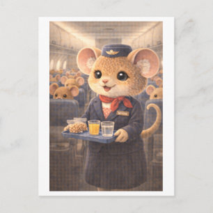 Carte Postale Souris de carrière comme agent de bord