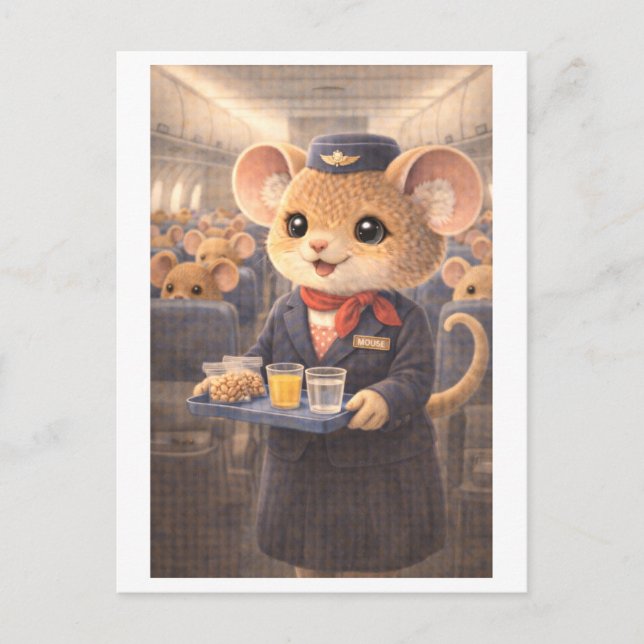 Carte Postale Souris de carrière comme agent de bord (Devant)