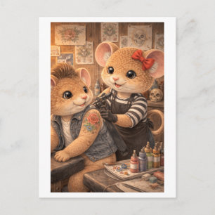 Carte Postale Souris de carrière comme artiste de tatouage