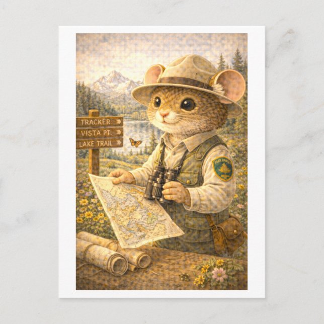 Carte Postale Souris de carrière comme garde forestier (Devant)