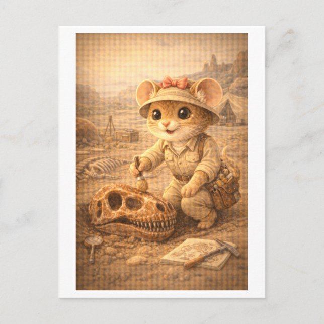 Carte Postale Souris de carrière comme paléontologue (Devant)