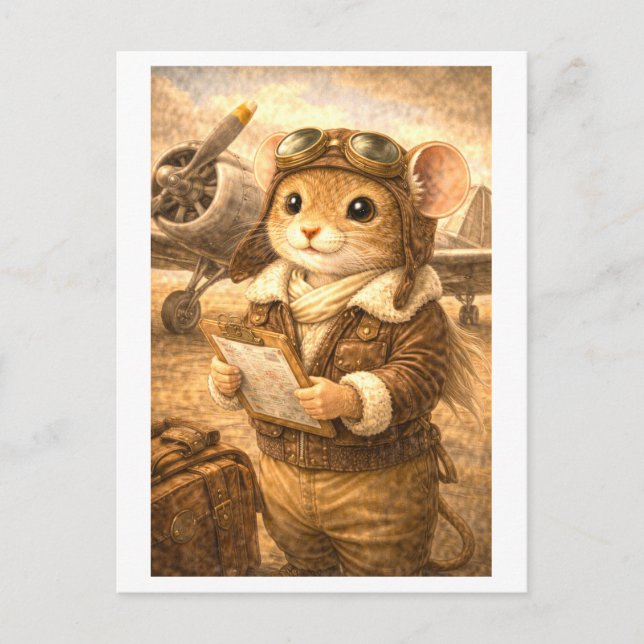 Carte Postale Souris de carrière comme pilote (Devant)